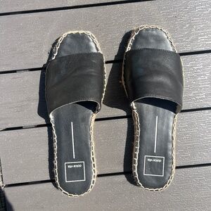Black slip on sandals